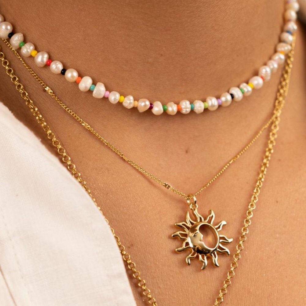 Gold Plated Minimalist Radiant Sun Necklace Sun Charm Pendant Celestial Necklace